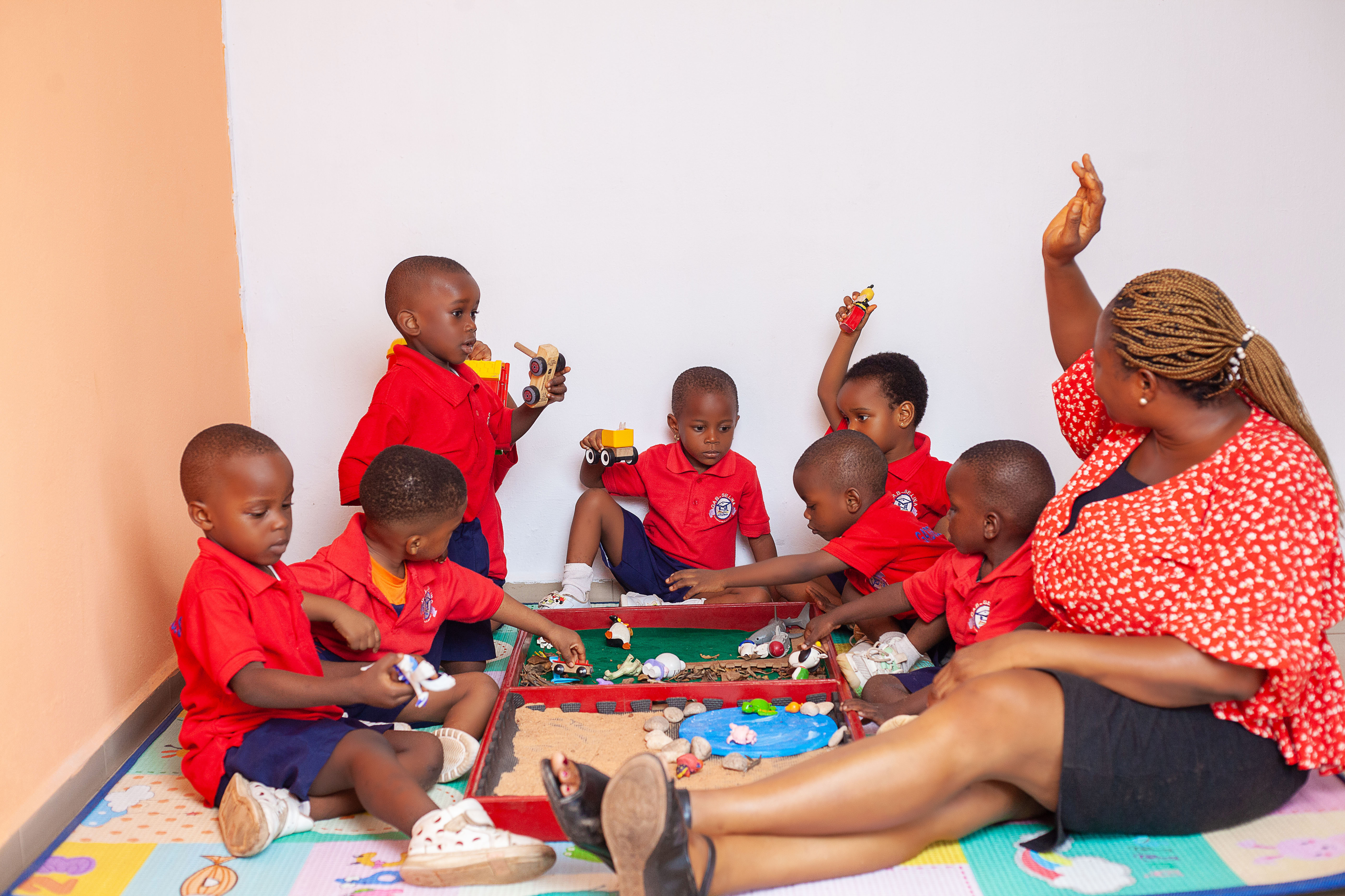 Teacher with students